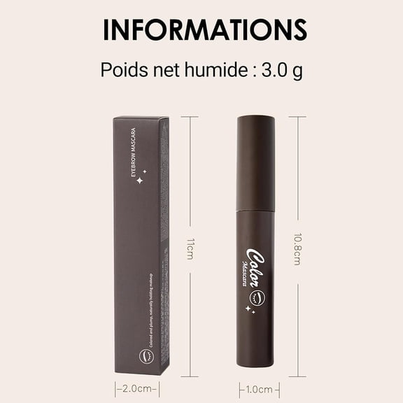 Eyebrow Tint Dark Brown Long Lasting Brow Gel, Waterproof Eyebrow Mascara for Defined Brows, Smudge Proof Brow Tint for Natural Look, 3g