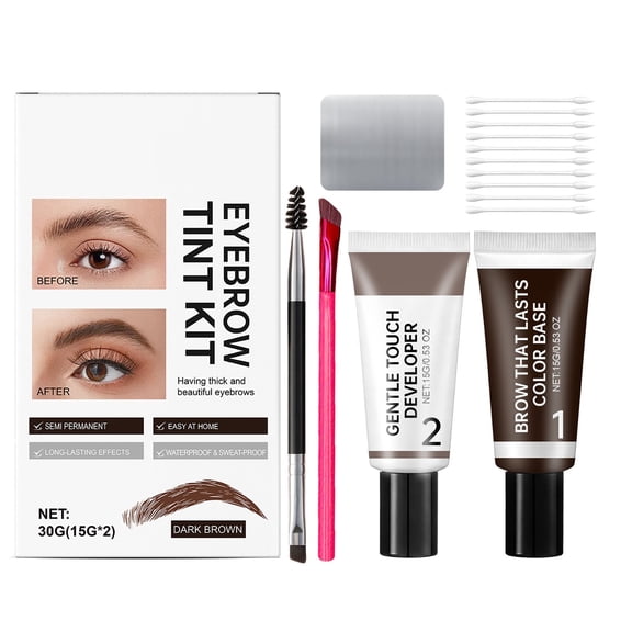 Eyebrow Tinting Kit, Eyebrow Dye for Women Waterproof Long-Lasting, Eye Brow Tinting Kit Makeup & Dyeing Set for Defined Brows (Dark Brown)