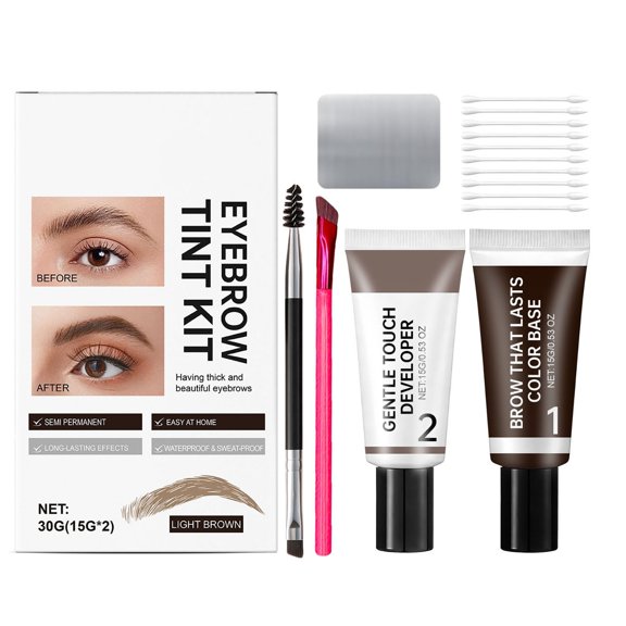 Eyebrow Tinting Kit, Eyebrow Dye for Women Waterproof Long-Lasting, Eye Brow Tinting Kit Makeup & Dyeing Set for Defined Brows (Light Brown)