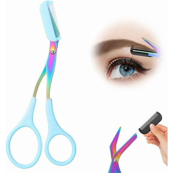 Eyebrow Trimmer Scissor, 2-in-1 Professional Eyebrow Scissors with Comb, Stainless Steel Precision Eyebrow Cutter Hair Removal Makeup Tool for Women and Men
