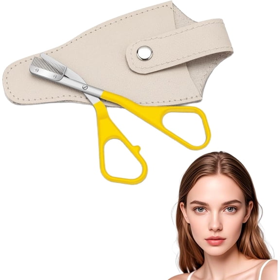 Eyebrow Trimmer Scissor, 2-in-1 Professional Eyebrow Scissors with Comb, Stainless Steel Grooming Makeup Tool for for Women & Men at Home