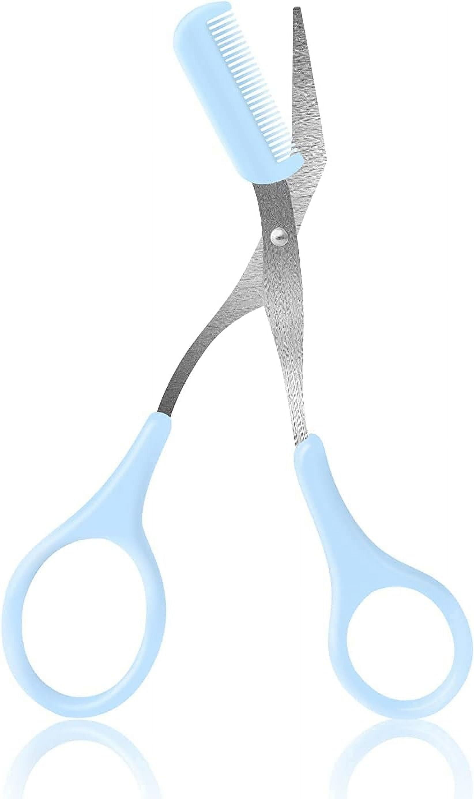 Eyebrow Trimmer Scissors with Comb, Professional Precision Trimmer Eyebrow Eyelash Hair Remover, Hair Grooming Shaping Cut Scissors Beauty Tool for Men Women, Blue