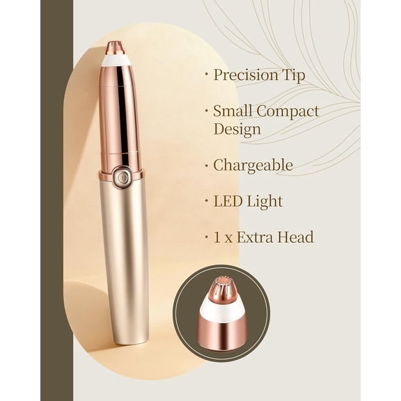 Eyebrow Trimmer for Women, Eyebrow Razor: Rechargeable Eyebrow Hair Remover with 2 Replacement Heads & LED Light, Electric Painless Eye Brow Shaver Facial Hair Removal Device for Eyebrows/Lips/Face