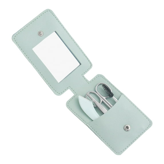 Eyebrow Trimmers Kit, Eyebrow Grooming Tools, 5-in-1 Eyebrow Scissors Razors Tweezer Brush Mirror Set, Ergonomic Precision Design with Leather Carry Bag for Women