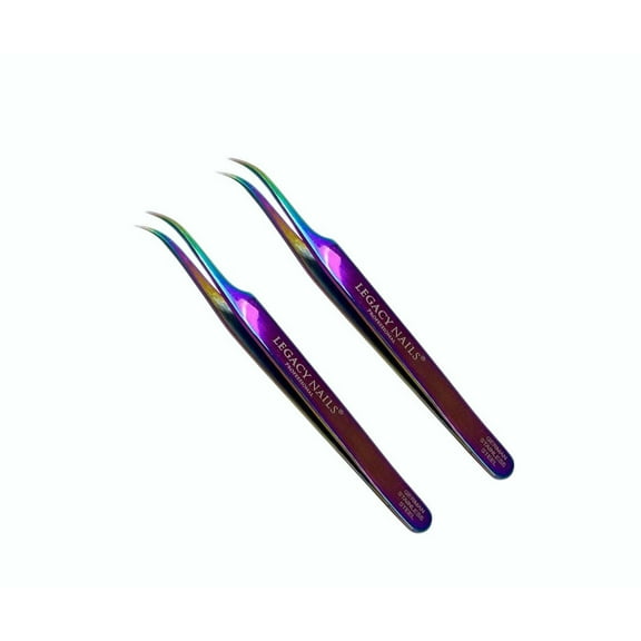 Eyebrow Tweezer Legacy Nails 2 Pack Professional Multicolor Curved Tweezer