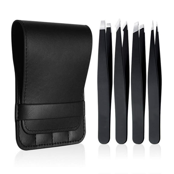 Eyebrow Tweezers Set, Precision Remover Kit for Facial Hair, Inward Growing Hair and Splinter, 4PCS, Portable, Gift-ready