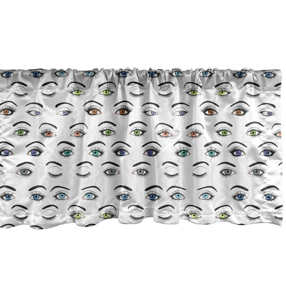 Ambesonne Eyebrow Valance Pack of 2, Assortment of Colorful Eyes, 54"X12", Multicolor
