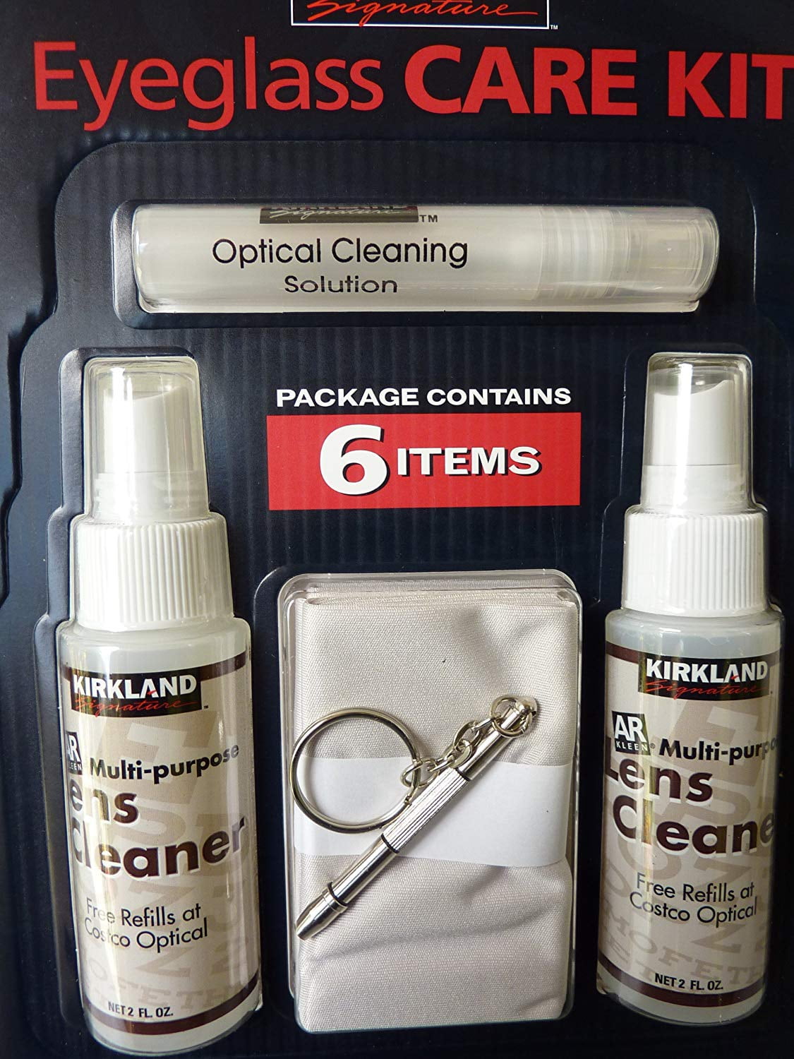 Eyeglass CARE KIT 6 pack screwdriver Keychain / Microfiber Cloth / Lens