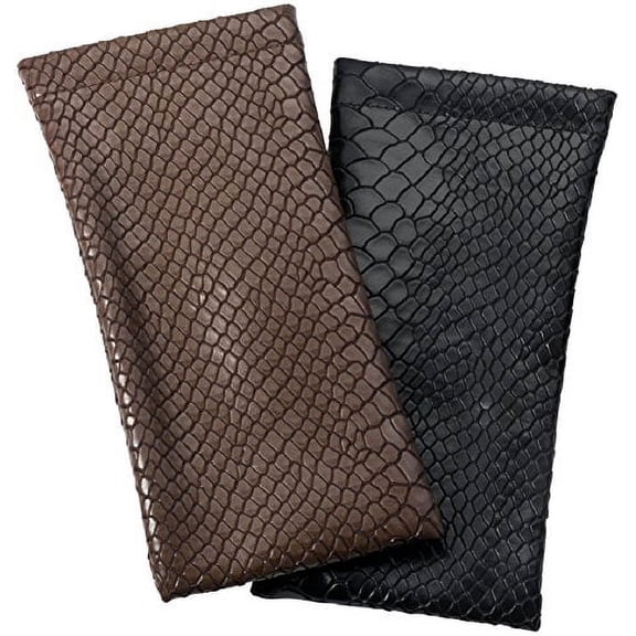 Eyeglass Case Python Spring-Open Top Squeeze Brown 6.625\" L x 3.25\" W, (1) Case