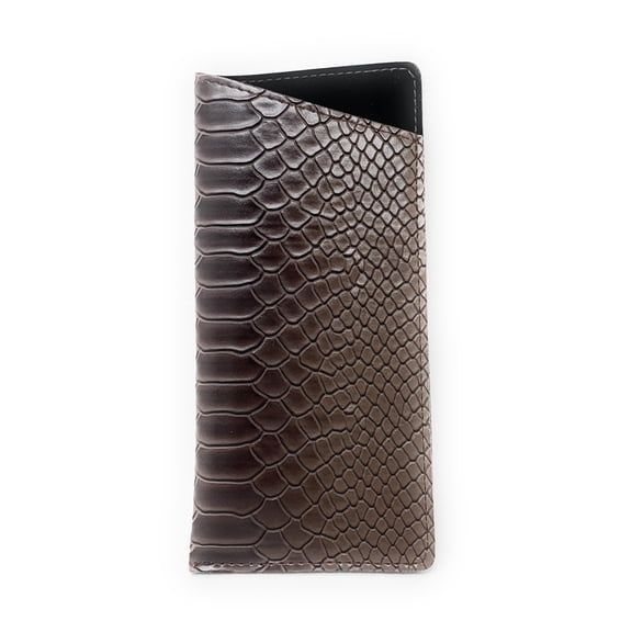 Eyeglass Case Slip-in Holder Pouch Textured Snake Brown, No-Clip