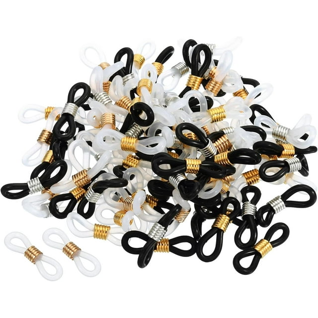 Eyeglass Chain Connector, 100 Pack Adjustable Anti Slip Silicone Rubber