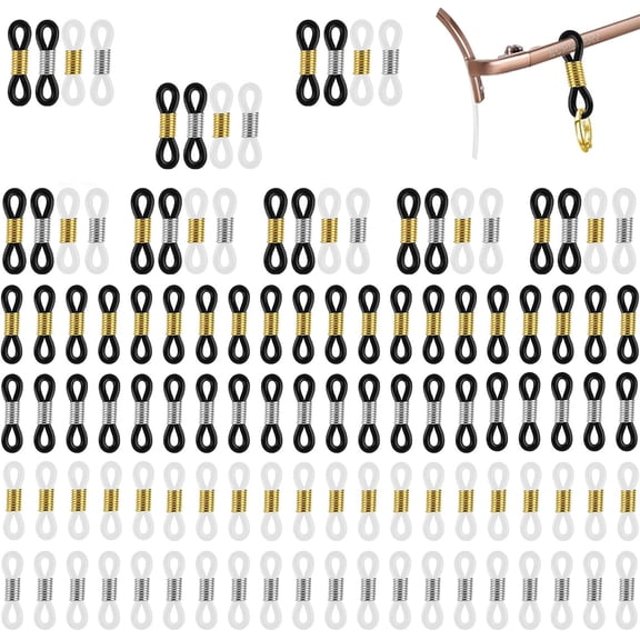 Eyeglass Chain Connector,Bexikou 100 Pcs Eyeglasses Chain Ends Anti Slip Silicone Spring Rubber Connector,Silicone Strap Holder Chain for Eyeglass Sunglasses Necklace Chain Eyeglass Chain