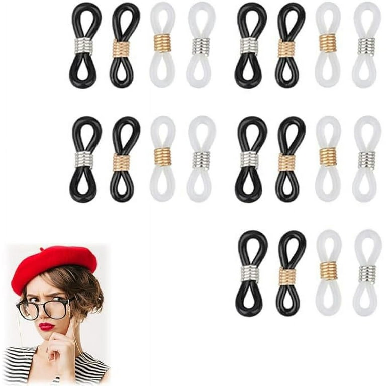 Eyeglass Chain Ends, 20Pcs Adjustable Eyeglass Chains Ends Glasses Chain  Connector Silicone Eyeglass Connector Eyeglass Chain Loop Holder Glasses  Chain Ends for Eyeglass Holder Necklace Chain Strap 