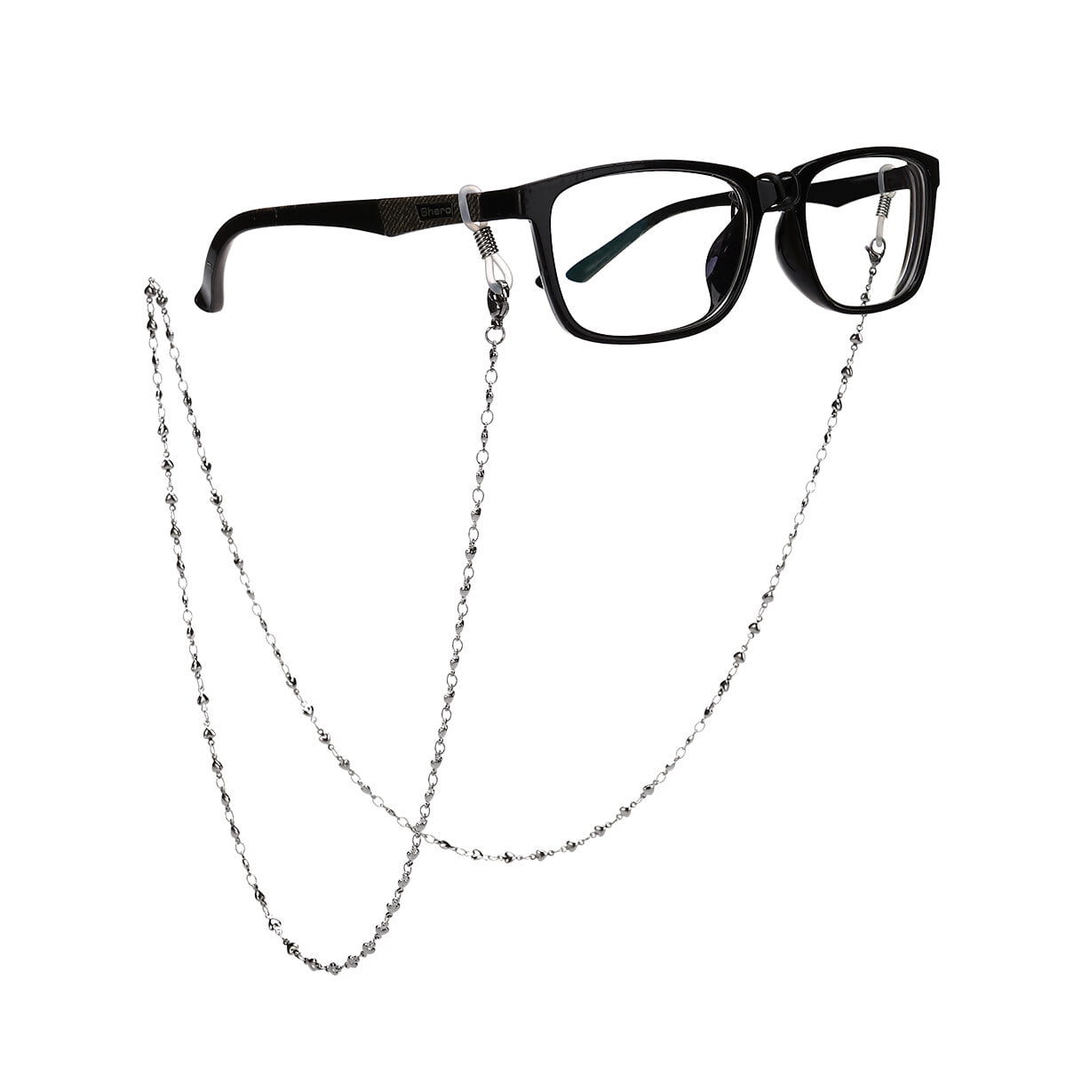 ATLanyards Rectangle Box Chain Eyeglass Holder - 27" Stainless Steel Chain With Adjustable Ends