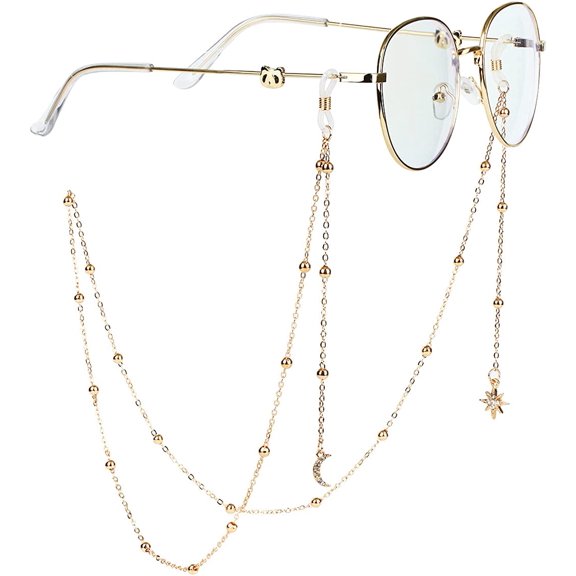 Eyeglass Chains with Solid Star Moon for Men, Stylish Eyeglasses Chain Necklace Mask Lanyard Chain Sunglasses Chain Face Mask Holder Chain for Women Girls Men