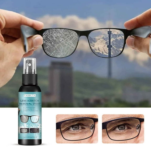 Eyeglass Cleaner Spray , Lens Scratch Removal Spray, Lens Cleaner for Eyeglasses, Sunglasses, Camera Lenses & Electronic Screens, Gentle, Odor-Free, Compact 3.38 fl oz Lens Cleaner Spray