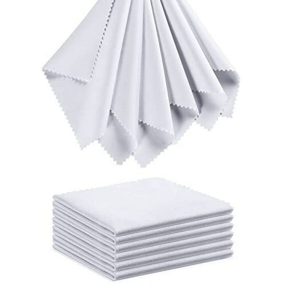 Eyeglass Cleaning Cloth Glasses .. Cleaner 12Pack Microfiber Lens .. Cleaner Eyewear Sunglass Wipes .. for Glass Jewelry Screen .. Camera Lint Free Thick .. 5x6 Inch (White, 5x6)