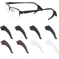 thumbnail image 1 of Eyeglass Ear Grip Hooks - 8 Pair - 4x Black, 2x Brown, 2x White Transparent - The Earpiece Covers Allow a Perfect Fit and Prevent Your Glasses from Slipping Off - with Diamond Shield Cloth and Pack, 1 of 5