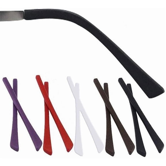 Eyeglass End Tips Silicone Non-Slip Ear Socks,Glasses Temple End Tips Soft Socks,Eyewear Replacement Tips for Thin Slim Flat Wire Eyeglass Sunglasses Legs,5 Pairs,5 Colors