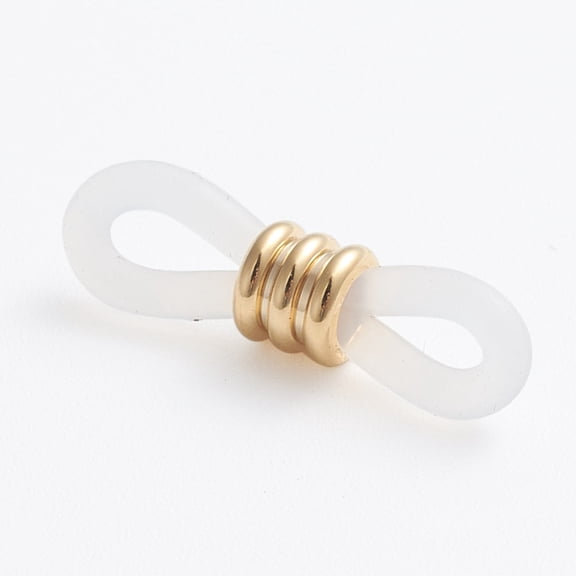 Eyeglass Holders Glasses Rubber Loop Ends with 302 Stainless Steel Findings Long-Lasting Plated Golden 20.5x6mm Hole: 3x2mm 100pcs