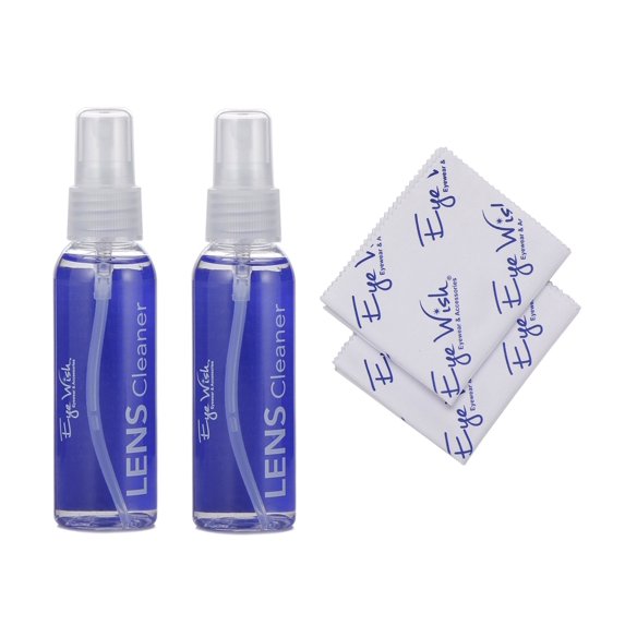 Eyeglass Lens Cleaner Spray 2 Pack of 2oz Glasses Cleaning Spray & 2 Microfiber Cleaning Cloth for Screens, Lenses, or Sunglasses