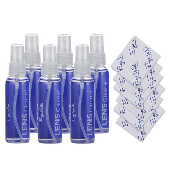 Eyeglass Lens Cleaner Spray 6 Pack of 2oz Glasses Cleaning Spray & 6 Microfiber Cleaning Cloth for Screens, Lenses, or Sunglasses