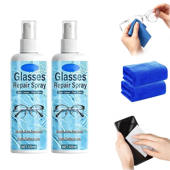 Eyeglass Lens Scratch Remover Spray, Minor Lens Repair Cleaner Liquid, Multipurpose Cleaning Spray for Eyeglasses, Sunglasses, Camera Lens, Phone, Tablet & Laptop Screens