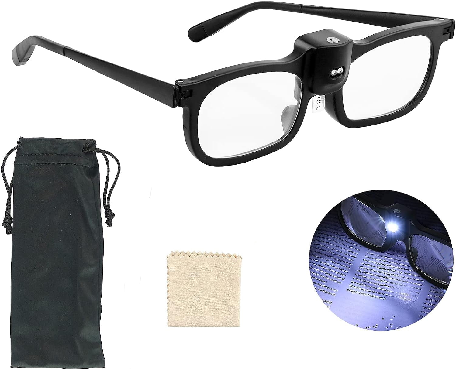 Eyeglass Magnifier, Glass Head Mounted Magnifier with 2 Bright LED ...