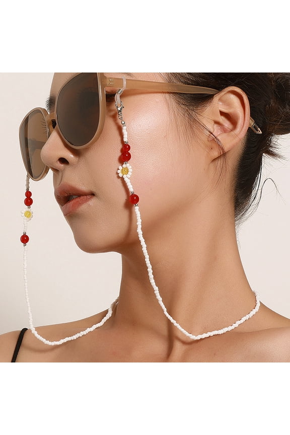 Eyeglass Mask Chain Strap Holder Lanyard Eyewear Colorful Acrylic Round Rice Beaded Glasses Chain Anti-Lost Necklaces For Women