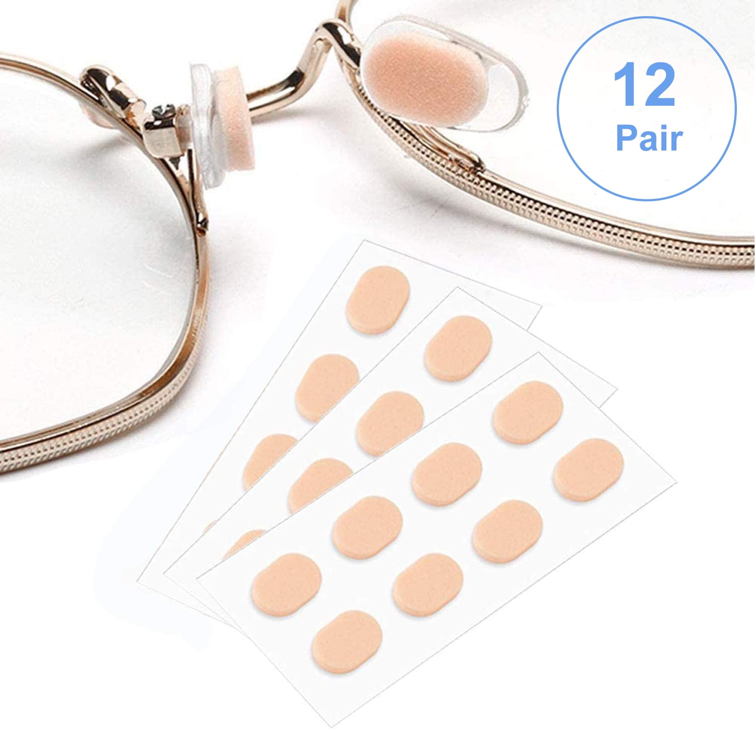 Eyeglass Nose Pads, Adhesive Anti-Slip Nose Pads, Soft Silicone Nose Pad  Cushion for Glasses, Eyeglasses, Sunglasses, 12 Pairs 