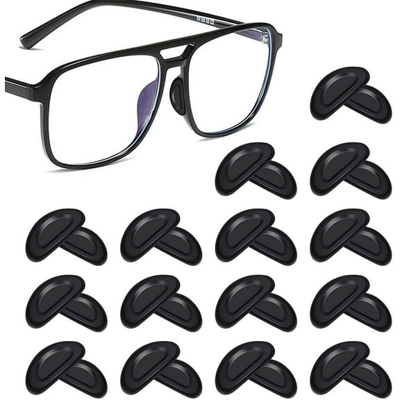 Eyeglass Nose Pads, Casewin Soft Silicone Adhesive Glasses Nose Pad, Anti-Slip Heighten Air Chamber Nose Pads for Full Plastic Frames, 20 Pairs (Black)