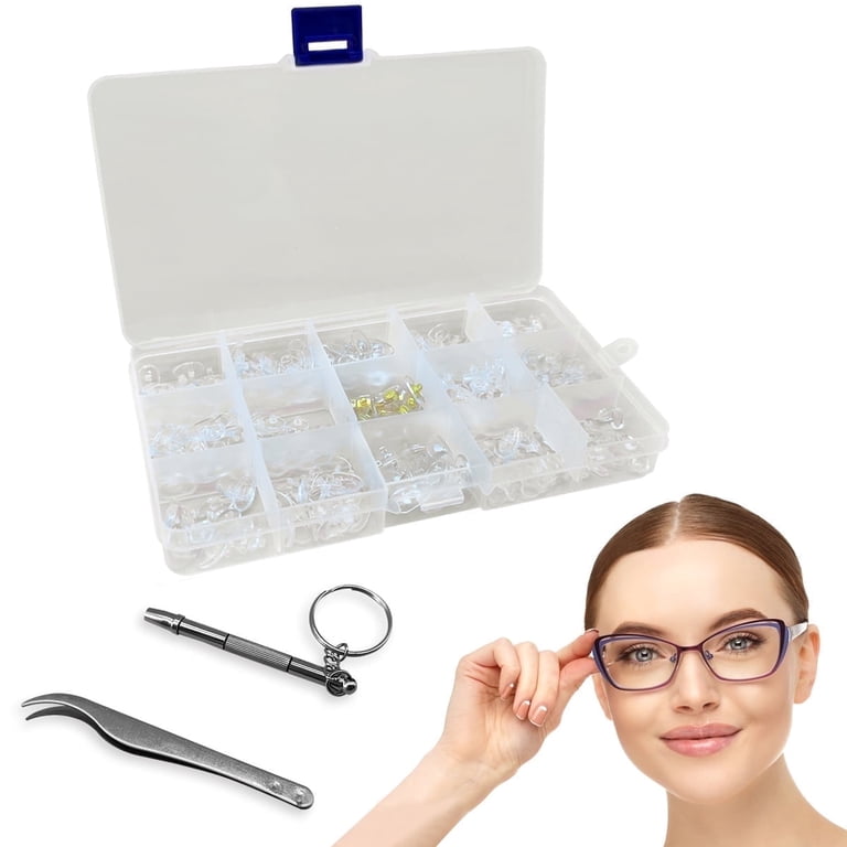 Eyeglass Nose Pads Replacement Kit – 150 Pairs, 15 Styles, Soft PVC, Anti-Slip