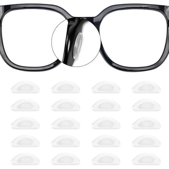 Eyeglass Nose Pads, Soft Silicone Adhesive Air Chamber Glasses Nose Pads, 3.5mm Heighten Nose Pads for Plastic Frames, 20 Pairs (Clear)