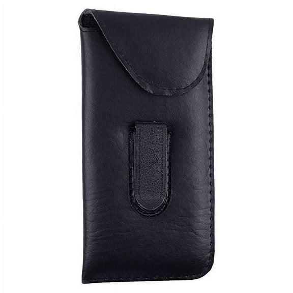 Eyeglass Pouch with Belt Clip, Protective Glasses Holder, PVC Slip-in Eyewear Sleeve with Velcro Closure - Black, 3 Pack - by Optiplix