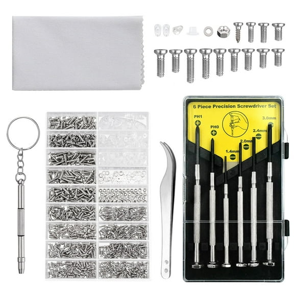 Eyeglass Repair Kit - Eyeglasses Screwdriver Set, 6pcs Mini Precision Screwdriver Set and Tweezers for Sunglass, Eyeglass, Watch Repair