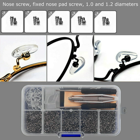Eyeglass Repair Tools Kit, Glasses Screwdriver Set with Screws, Nose Pads, Phillips & Flathead Screwdrivers,Tweezer,Cleaning Cloth for Eye glasses Replacement