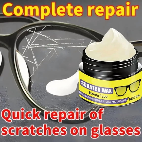 Eyeglass Scratch Remover, 30g Lens Polish & Repair Wax for Removing Light Scratches from Glasses, Lenses, and Screens
