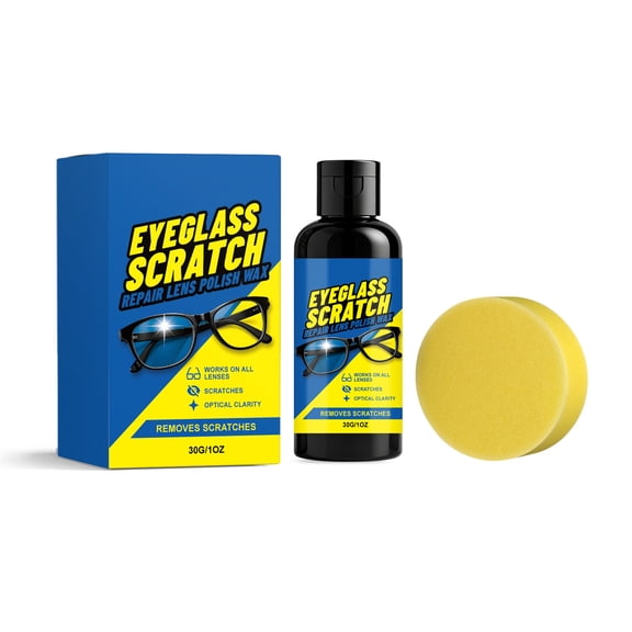 Eyeglass Scratch Remover, Lens Repair Paste, Glasses Cleaner Kit With Sponge For Plastic Resin Lens Care Maintenance