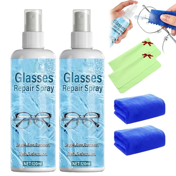 Eyeglass Scratch Remover Spray, 120ml Lens Scratch Remover for Eyeglasses, Home Minor Scratch Repair Liquid, Lens Cleaning Spray (2Pcs)