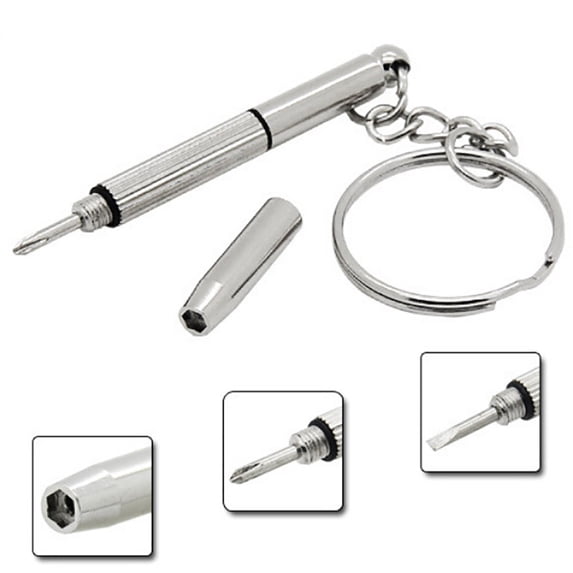 Eyeglass Screwdriver Ecohintz 3-In-1 Multi-Function Screwdriver Set for Glasses & Watches - Portable Keyring Repair Tool with 3 Bits, Precision Eyeglass & Jewelry Maintenance, Precision Repair Tool