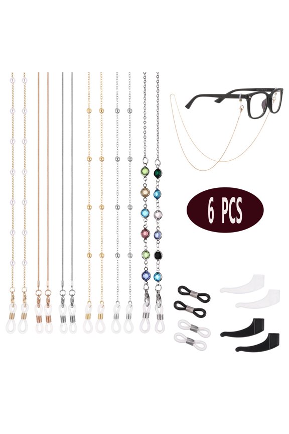 Eyeglass Straps Holder,Mental Glasses Strap Sunglasses Eyewear Retainer Beaded Glasses ,6Pcs