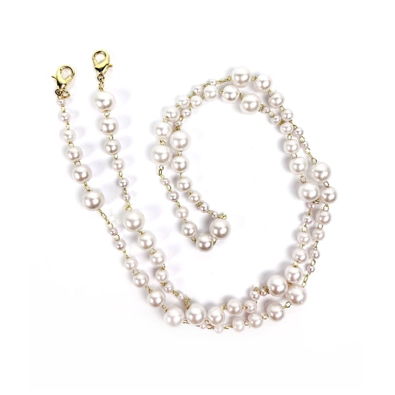 Eyeglass Sunglass Chain Necklace Large Pearl and Gold Lanyard Mask Chain and Cords Gifts with Gift Box for Women, Teen, Elderly