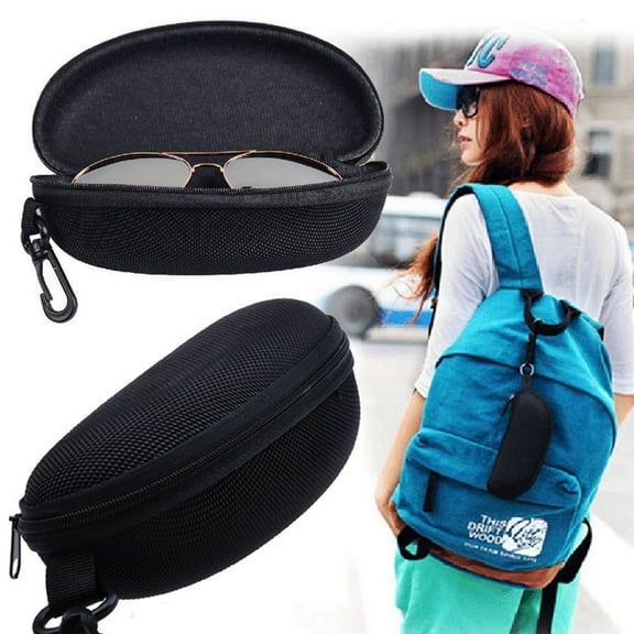 Eyeglass Sunglasses Cases, IC ICLOVER Unisex Durable Protective Holder for Large Glasses-Eyeglasses Case with Zipper, Clip for Men & Women(6.5"x2.9"x2.5")