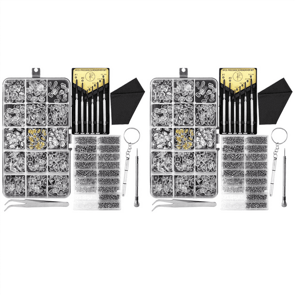 Eyeglass and Sunglasses Repair Kit,Glasses Screws Kit and Nose Pads with 12 Pcs Screwdrivers and 6 Pcs Tools for Glasses