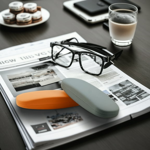 Eyeglasses Case Unisex Hard Shell Eye Glasses Case, 2Pcs 2color,6.4 *2.4 *1.2 inch Protective Case for Glasses, Sunglasses Case for Gentlemen&Women boy&girls(orange,gray)