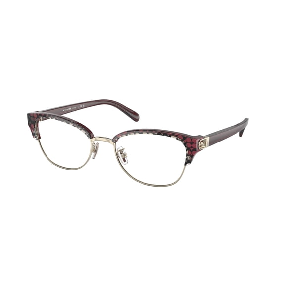 Coach HC6195 5709 53mm Geometric Eyeglass Frames Women's Shiny Light Gold Red Signature C