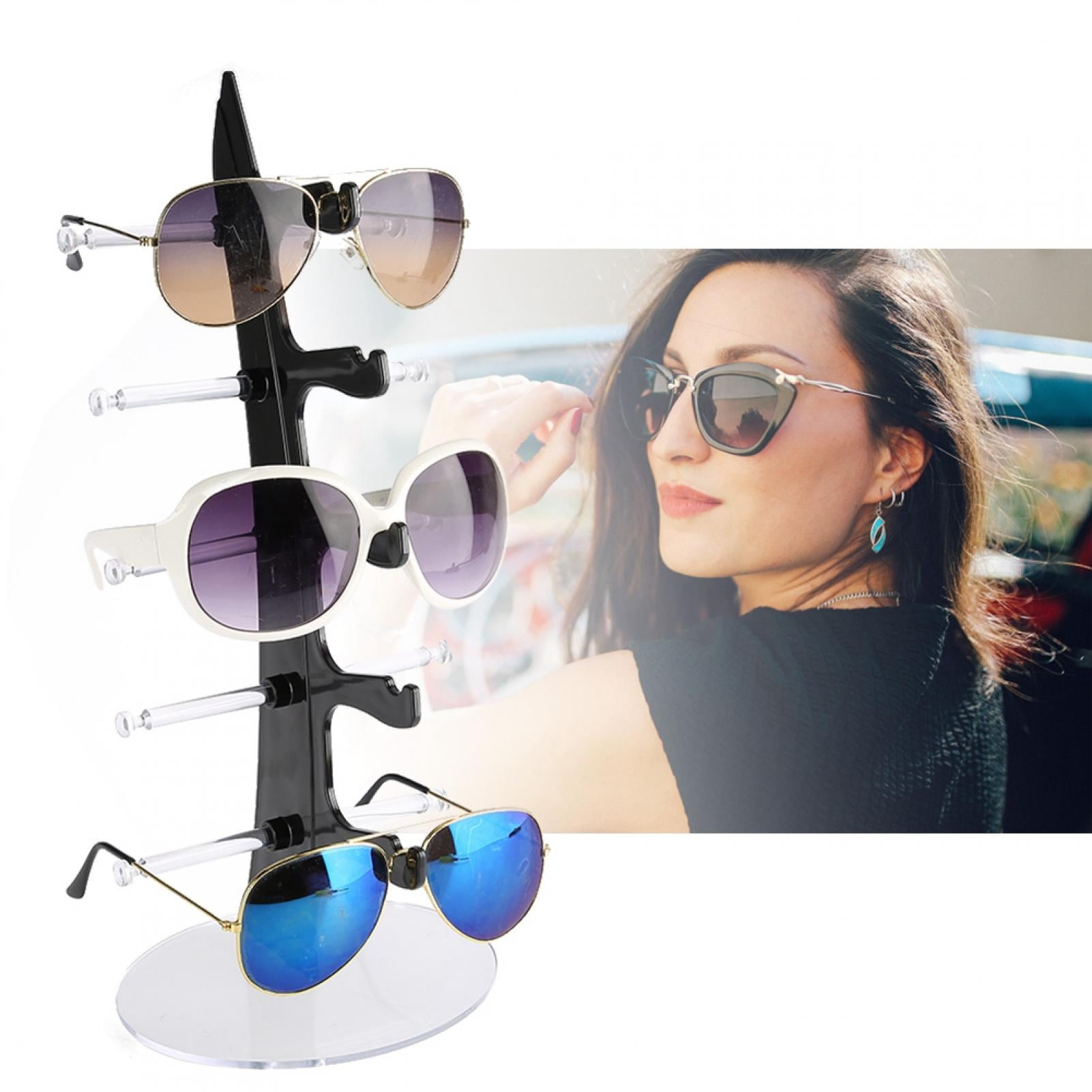 Eyeglasses Display Holder Shelf,5 Pairs Plastic Eyeglasses Sun Glasses Frame Flat Mirror Display
