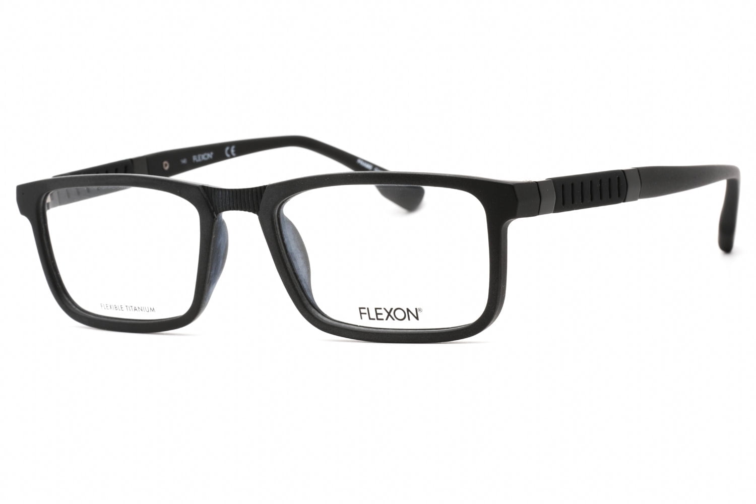 Flexon FLEXON E1117 001 Men's Black Rectangular Frame Eyeglasses