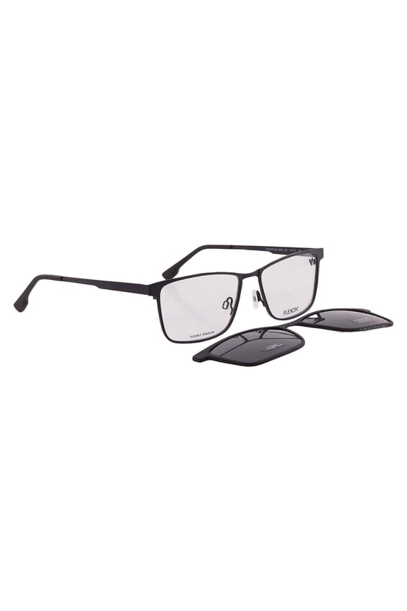 Demo With Dark Grey Clip-On Rectangular Men's Eyeglasses FLX1001MAG-SET 001 57