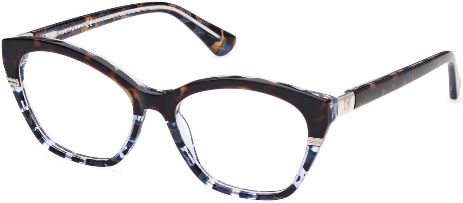 Marciano Womens Oversize Cat Eye Demo Lens Eyeglasses Havana Multi MARCIANO GM0370 092 Blue Tortoise Womens Cat Eye Eyeglasses  main image 3
